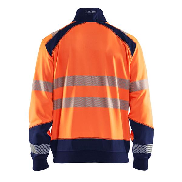 35582528 Hi-Vis Sweatshirt with Full Zip, Hi-Vis Orange and Navy Blue