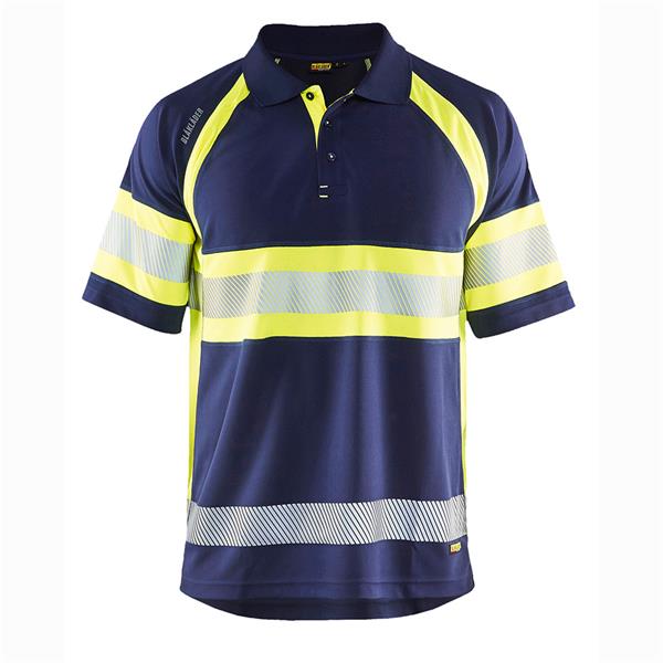 333810518933 Hi-Vis Polo Shirt, Navy Blue/Yellow