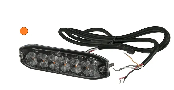 Flashing warning light , amber, 6 LED&