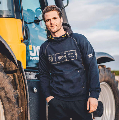 JCB Workwear Horton Hoodie - Classic Workwear Pullover for Trades and Contractors Navy/Black