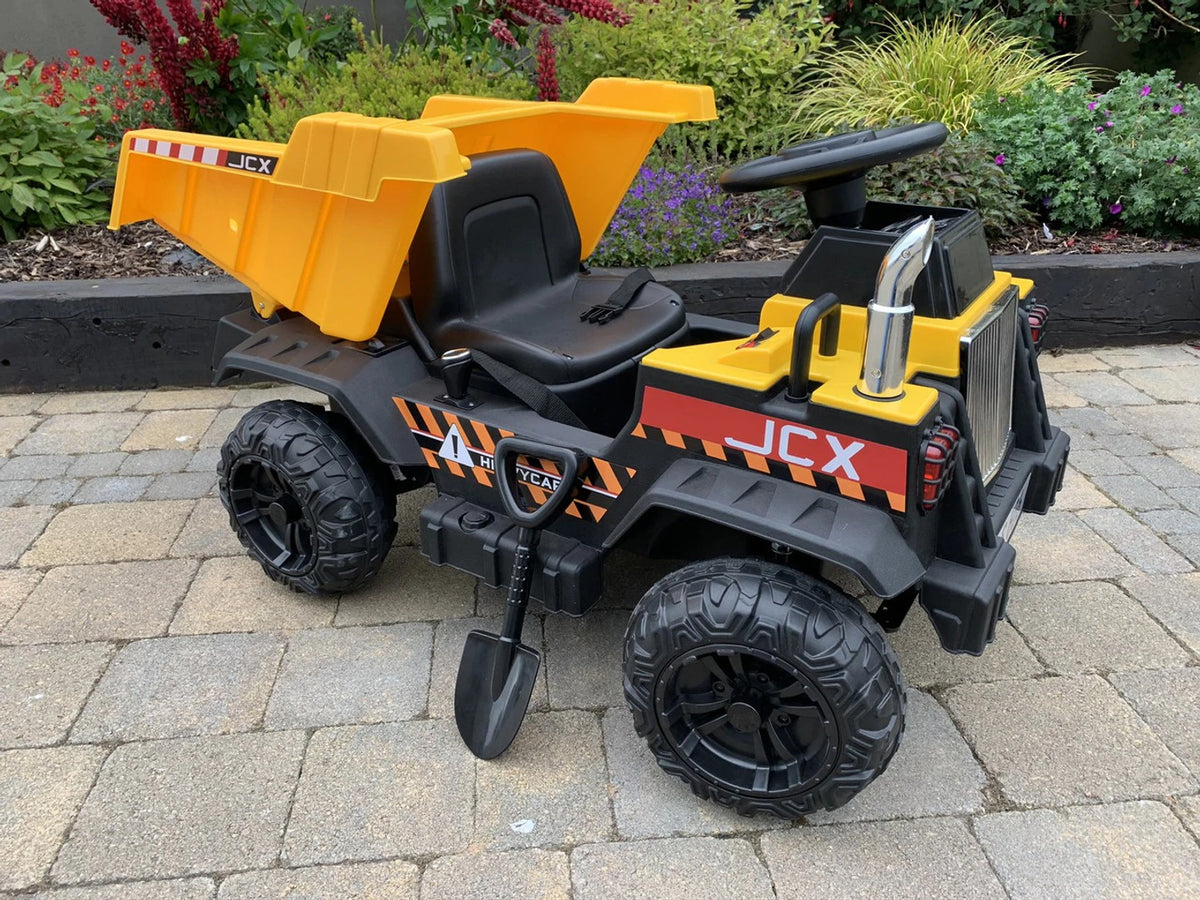 12v JCX Yellow Electric Hydraulic Loader Dumper w/EVA Wheels