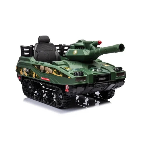 24V Kids Electric Army Tank Ride-on with Ball Shooter &amp; Remote Control