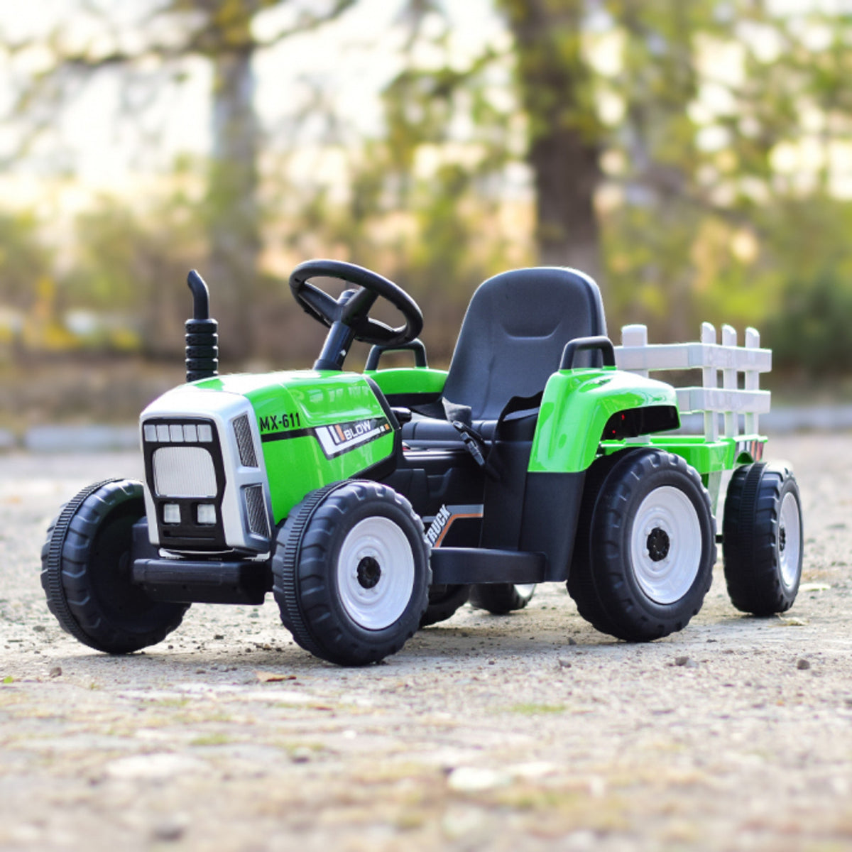 Fast and furious MX Green 12V Electric Tractor Trailer.