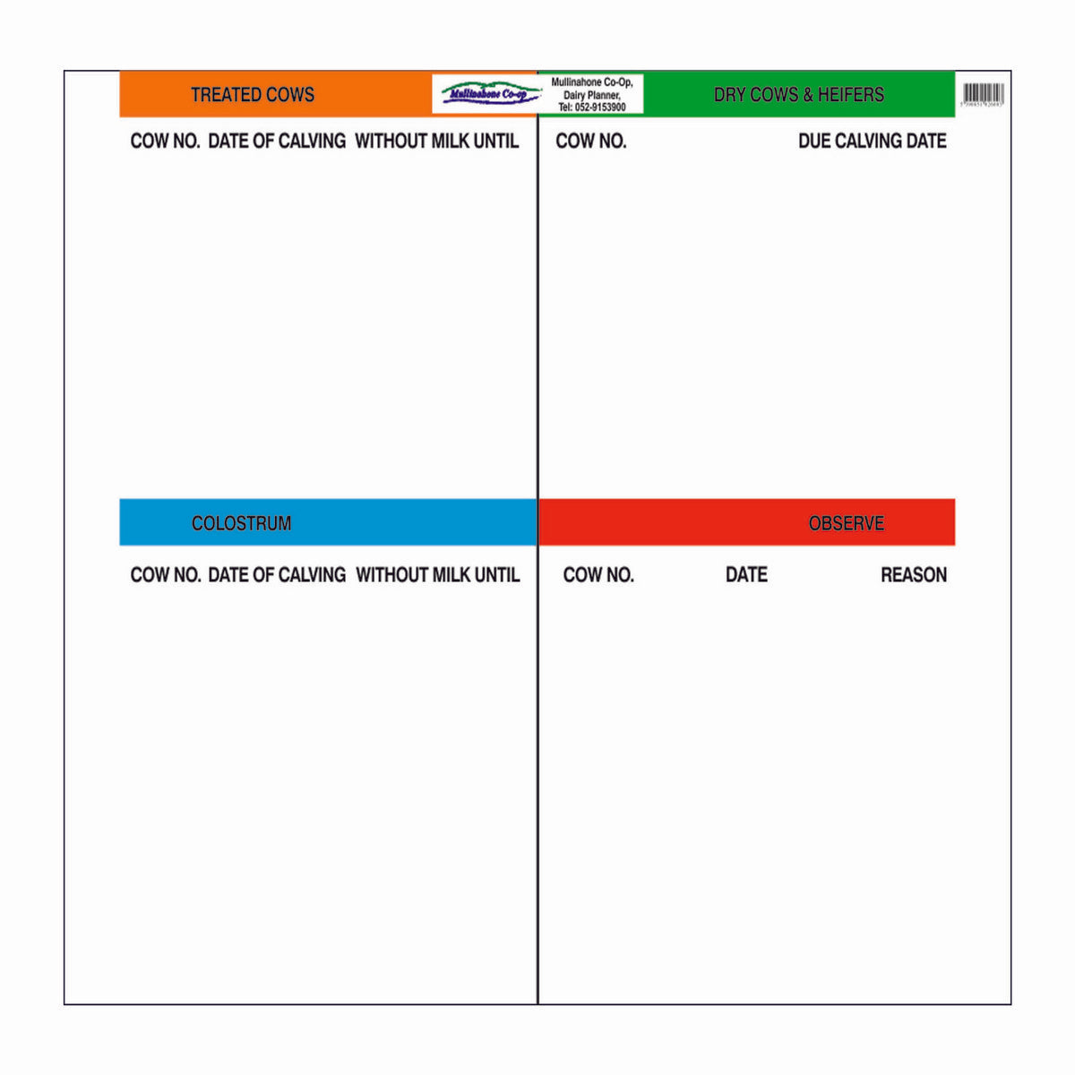 Dairy Planner Board